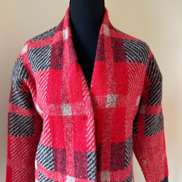 *CYRUS* Red x Black Plaid Long Sleeve Jacket Size Medium - Picture 2 of 7